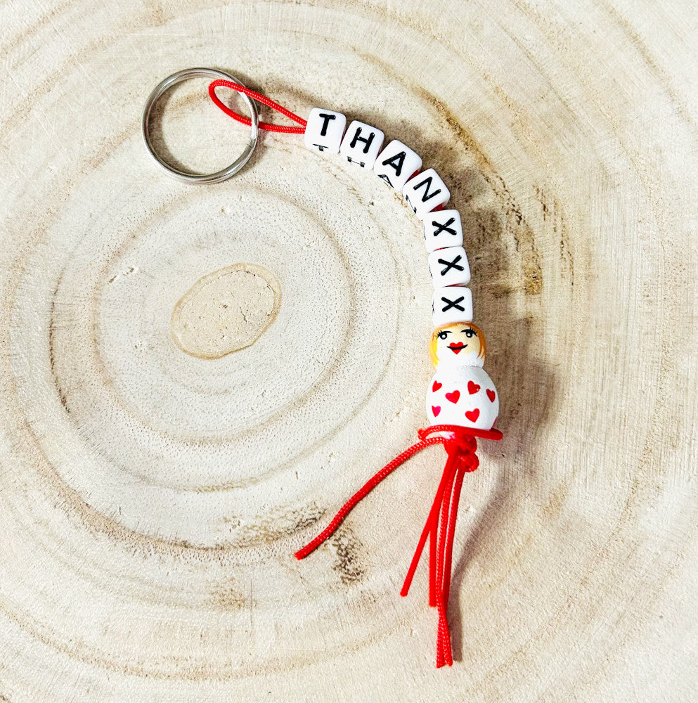 Sleutelhanger THANXXX met het hartendief gelukspoppetje